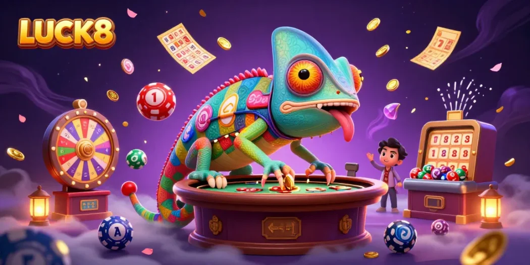 Join the excitement at LUCK8 with a vibrant 3D casino scene filled with thrilling games and winning moments.